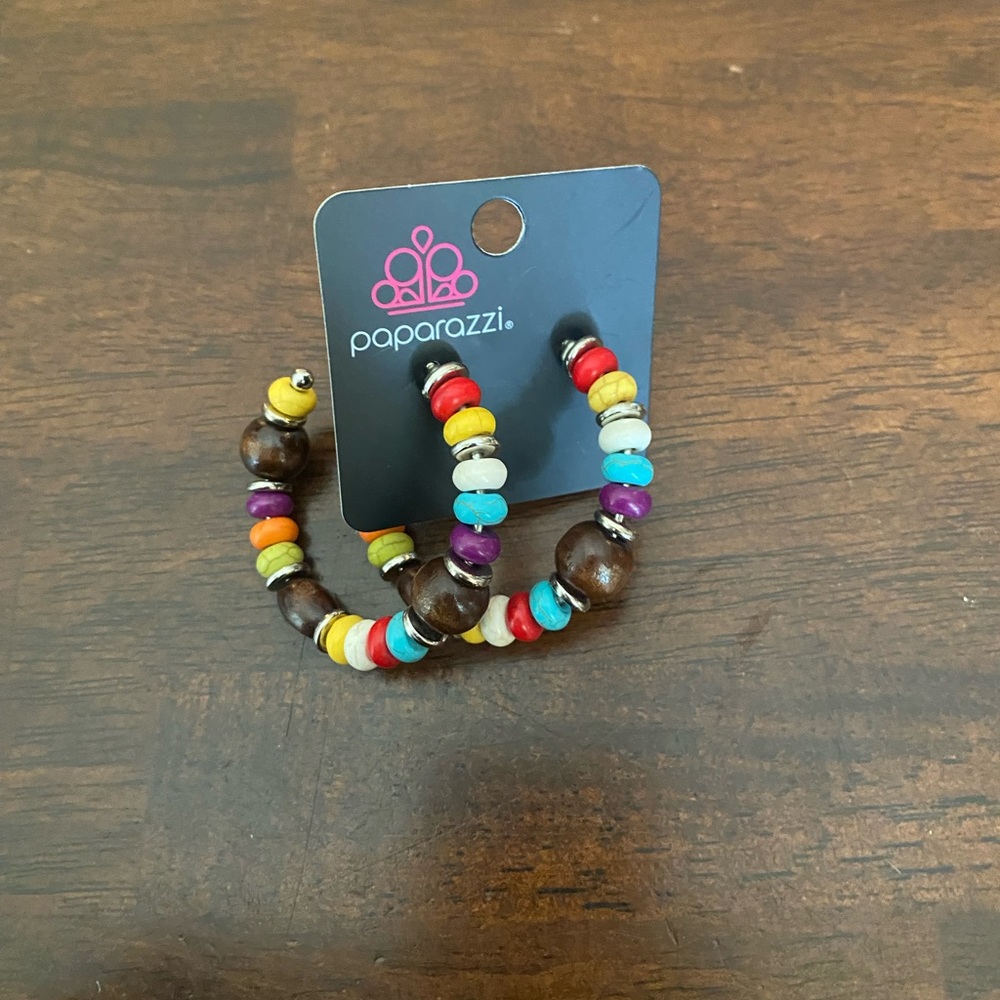 New colorful beaded hoop earrings.